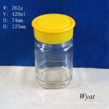 15oz 420ml Square Glass Honey Jar Glass Honey Jars with Plastic Cap
